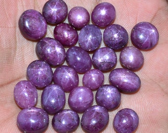 AAA Natural Star Ruby~ AAA Ruby Star Gemstone~ Mix Size Oval Shaped Star Ruby Cabochon~  Ring Size and Pendant Ruby Star Gemstone Lot.