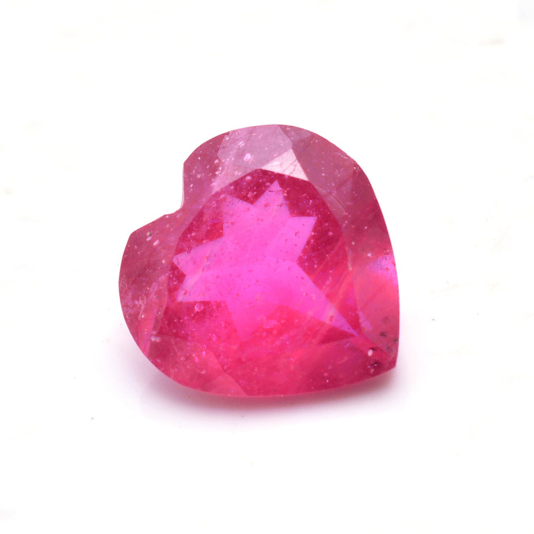 Heart Shaped Ruby Loose Stone, Glass Filled (3.9cts) - Etsy