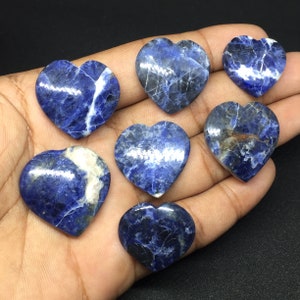 Sodaliet Hart - Hartvorm - AAA Sodaliet - Hartsteen - Edelsteen - Cabochon - Voor sieradengebruik - Handcut Gemstone - Gems Factory