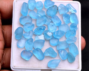 5 AAA Sky Blue Topaz Raw Gemstones – Rough Jewelry Stones (8-12mm)