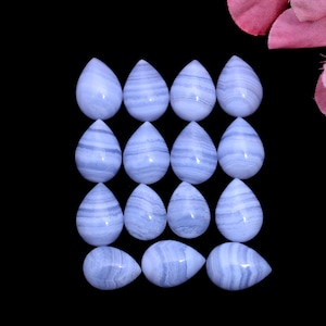 Cabochão de ágata de renda azul Ágata de pedras preciosas 16x12mm, 18x13mmCabochão de pêra polido pedras preciosas calibradas lote brinco pingente e fabricação de joias