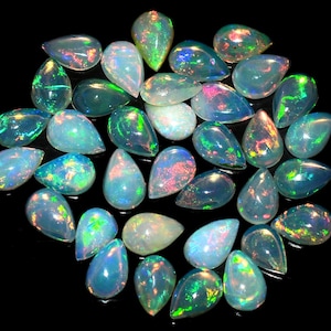 Natural etíope multi fogo opala pêra cabochão lote-pêra opala-opala natural-opala de fogo-opala atacado-outubro pedra de nascimento-todos os tamanhos opala solta
