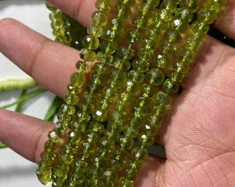 AAA Peridot Faceted Rondelle Beads, Peridot Rondelle Beads, Natural Peridot Faceted Beads, AAA+ Quality 4-5mm Bead, Peridot Beads 16&#39;&#39;Strand