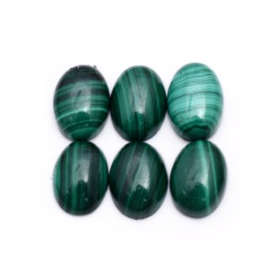 5 Pieces Top Quality Natural Malachite Oval Shape Flat Back Cabochon 10x14mm Calibrated Loose Gemstones