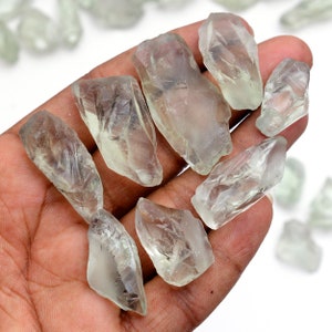 5 Pieces Antique Raw Natural Green Amethyst Gemstone,Size 20-35 MM Unpolished Green Amethyst Raw, Amethyst Rough Making Jewelry Wholesale