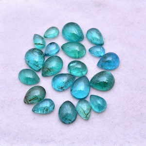 AAA 20 pezzi cabochon a pera di apatite verde blu, cabochon apatite 5x4mm-8x6mm, pera di apatite e cabochon ovale, cabochon di apatite lotto all'ingrosso