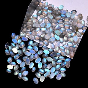 20pcs Blue Flash Labradorite smoothoval ,6x4 mm Calibrated smooth oval ,Loose Labradorite Gemstone/Flat Back/Healing Crystals