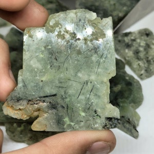 Natural Prehnite Rough Slice Raw Green Prehnite Rough Green Rough Prehnite Raw Slice Prehnite Chunks Flat Prehnite Raw (As picture 25-75mm)