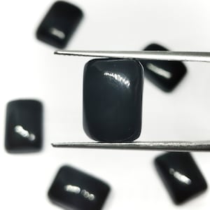 Black Onyx Rectangle Cushion Flat-Back Cabochon Gemstone, July Birthstone, Black Onyx Rectangle Gemstone for Jewelry Making, Easter Gift