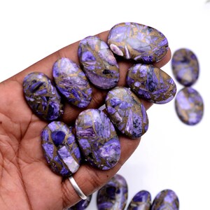 Cabochão Charoite Roxo, Excelente Qualidade Charoite Roxo Natural Atacado Lote de Charoite Oval, Lote de Pedras Preciosas Soltas Charoite Roxo