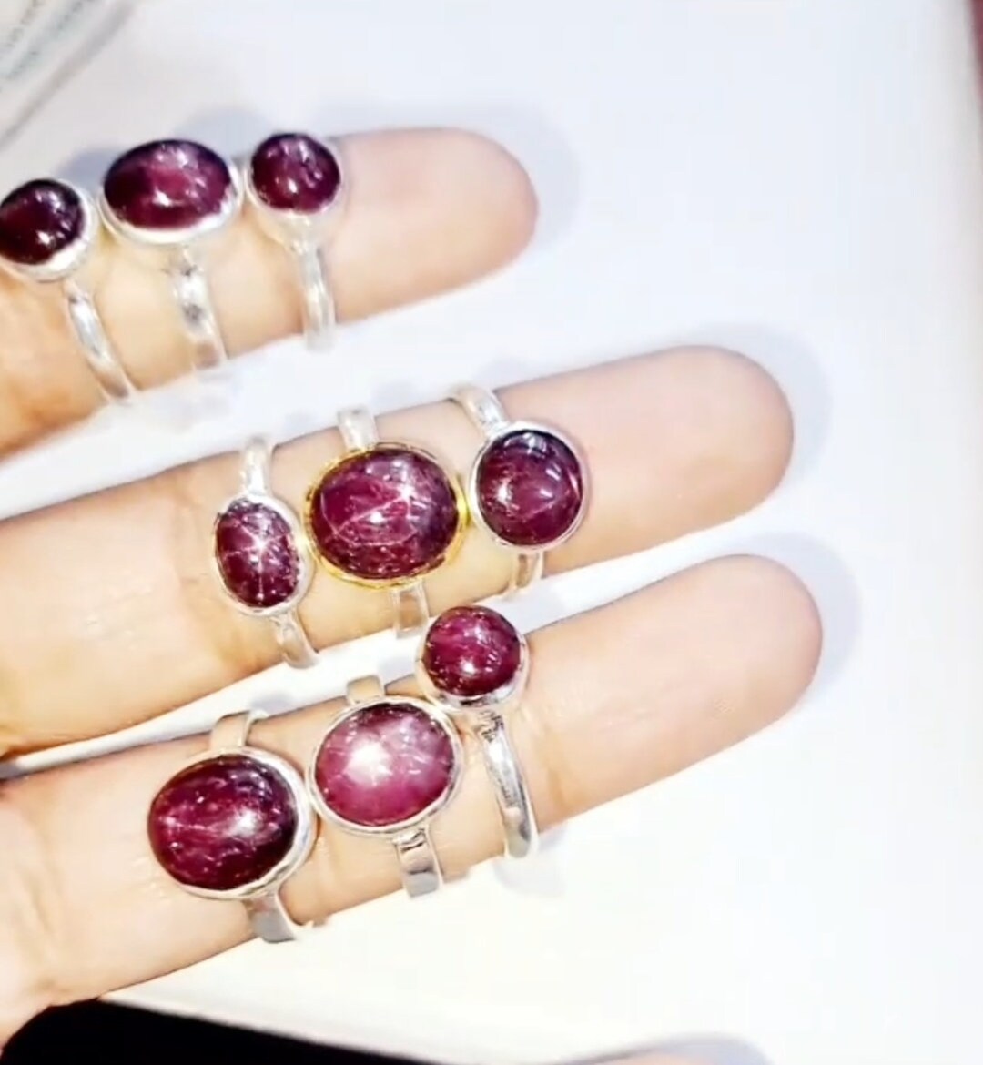 Ruby Purity Gold Polished Sterling Silver Star Ruby Ring, 925 Purity - Etsy