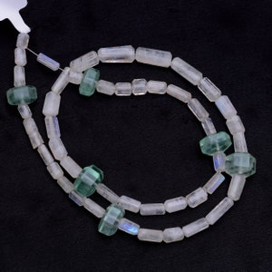 Fluorite Hexagon, Moonstone Tube Shape Faceted Beads Semi Precious Stone Beads AA Grade Beads Unique Moonstone and Fluorite Hexagon Beads