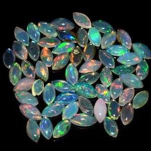 5 peças cabochão de opala etíope welo natural multi cabochão de opala de fogo, 6x3 mm opala 5 peças lote, atacado opala pedra preciosa marquise táxi
