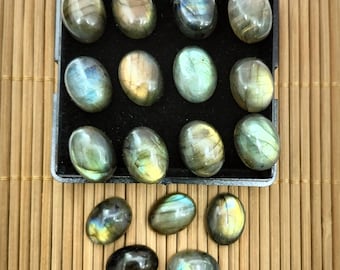 Oval Labradorite Cabochon – Natural Blue Flash Gemstone