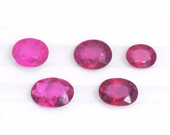 Hot Pink Tourmaline Lot (5pcs) | AAA Oval Cut Gemstones
