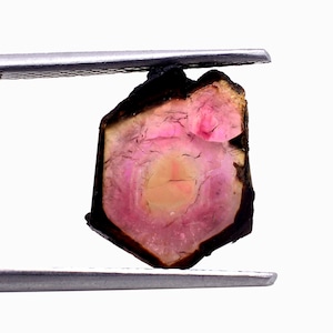 Fette di tormalina bicolore - Fette di tormalina anguria lucidate - Pietra preziosa sfusa - Fette di tormalina 6,00 CT, Pietra preziosa grezza multi tormalina