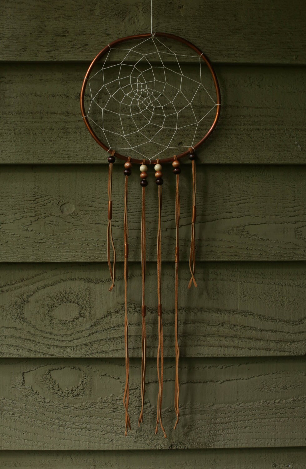 Copper dream catcher with leather details dreamcatcher / dream Etsy