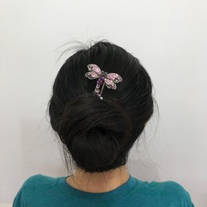 Vintage style Butterfly/dragonfly shaped metal hair pin with diamanté image 4