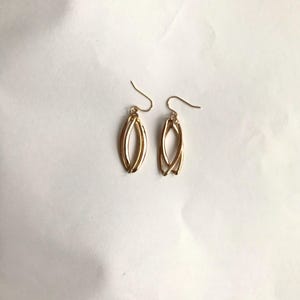 Double hoops silver /gold colour plated drop earring image 2