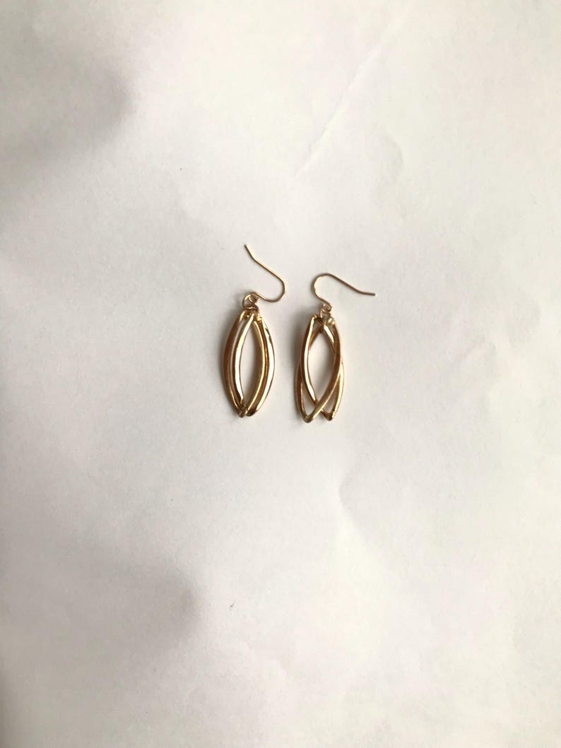 Double hoops silver /gold colour plated drop earring image 2