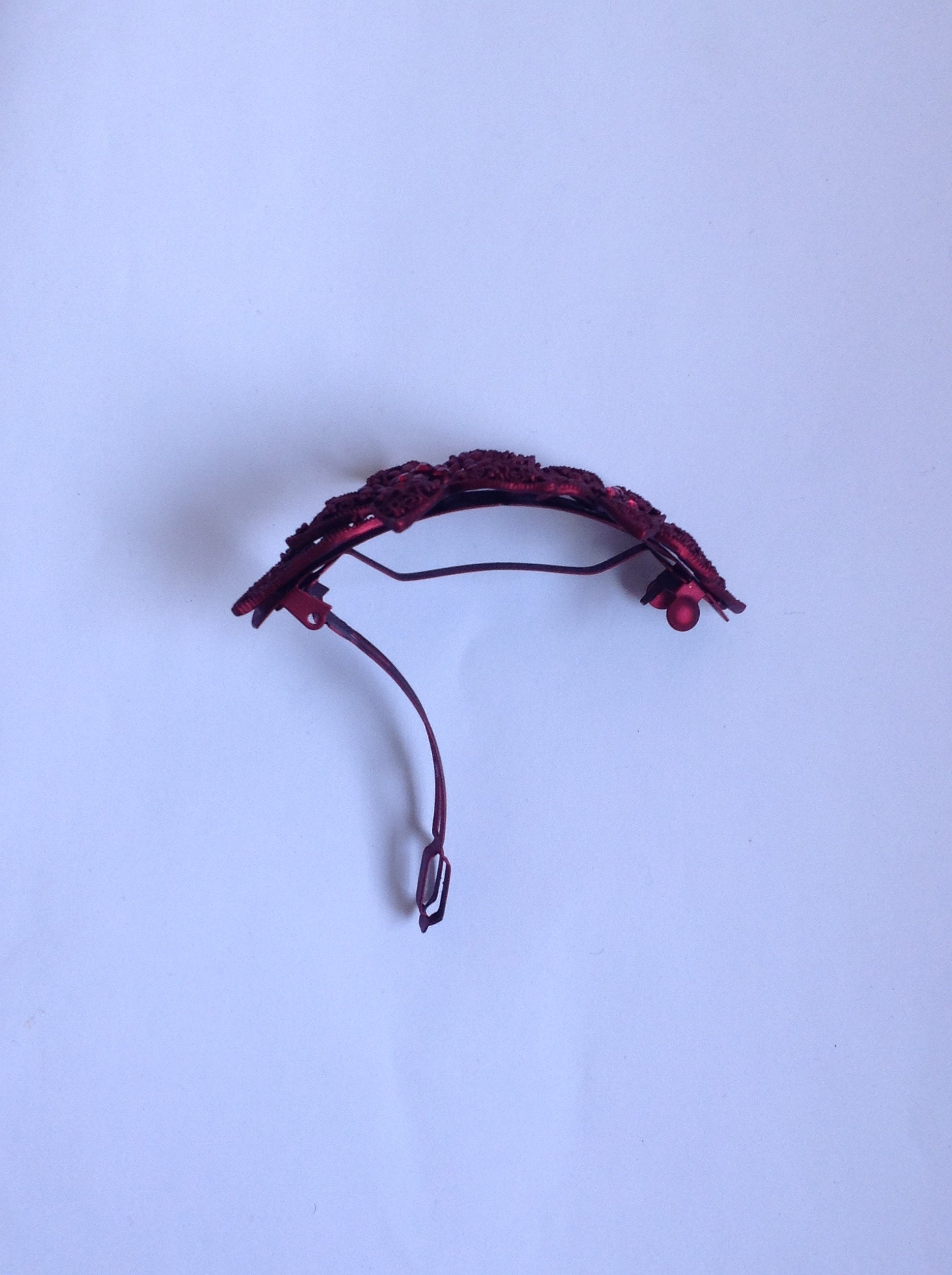 Curved metal vintage style hair clip with diamanté Etsy