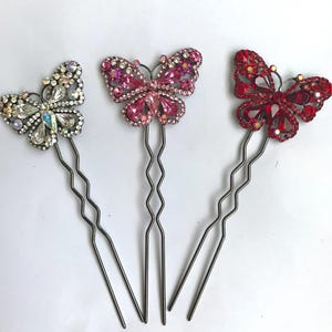 Vintage style Butterfly/dragonfly shaped metal hair pin with diamanté image 5