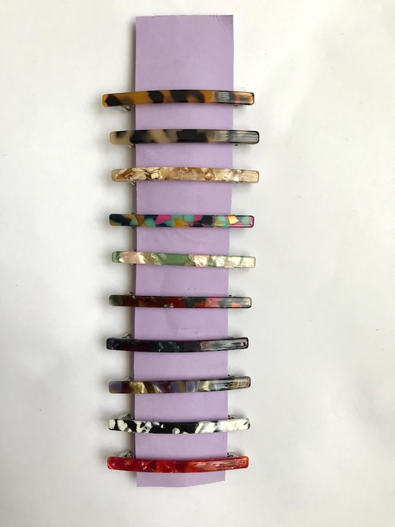 A Pair of Slender acetate Clip/Barrette suitable for fine hair in 10 colours