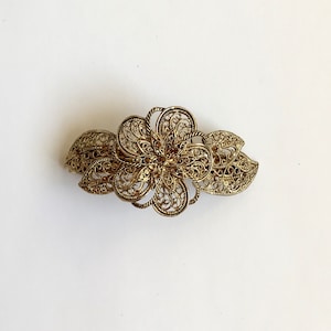 Vintage style—Curved metal hair clip barrette with diamanté gems
