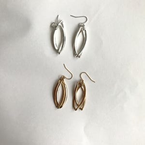Double hoops silver /gold colour plated drop earring image 1