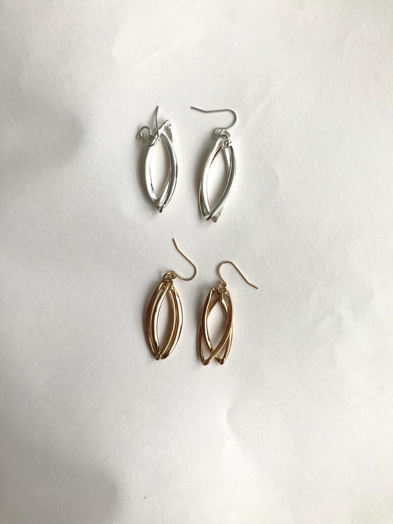 Double hoops silver /gold colour plated drop earring image 1