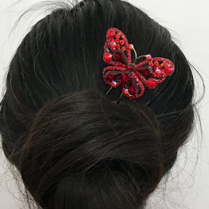 Vintage style Butterfly/dragonfly shaped metal hair pin with diamanté image 1