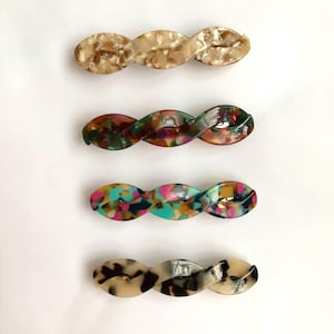 ACETATE —straight hair clips Barrette with plait design in multi colours