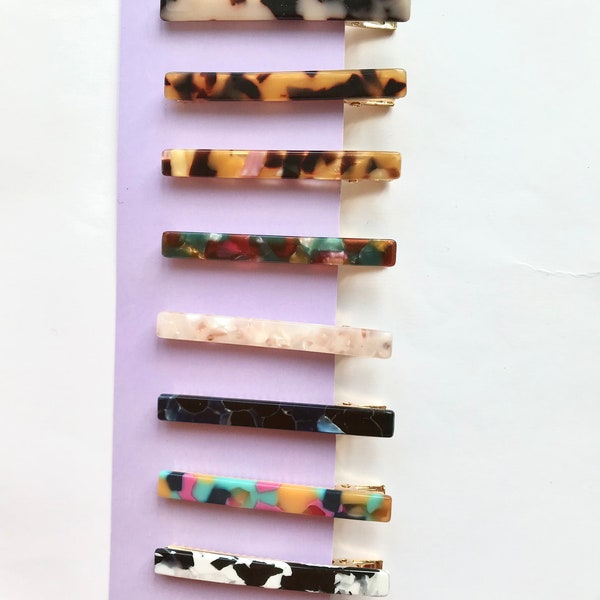 ACETATE pin/slide in 6 different colours —6cm long