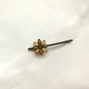 Fermaglio per capelli/forcina in stile vintage, lungo 8 cm, a forma di fiore con gemme acriliche L.peach /L.grey 2ton