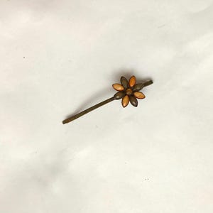 Fermaglio per capelli/forcina in stile vintage, lungo 8 cm, a forma di fiore con gemme acriliche peach /chocolate