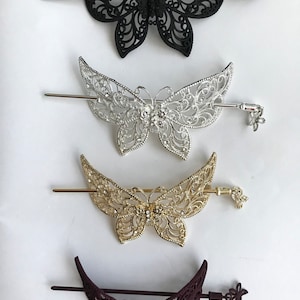 Vintage Silver Butterfly Barrette - Etsy display picture 3