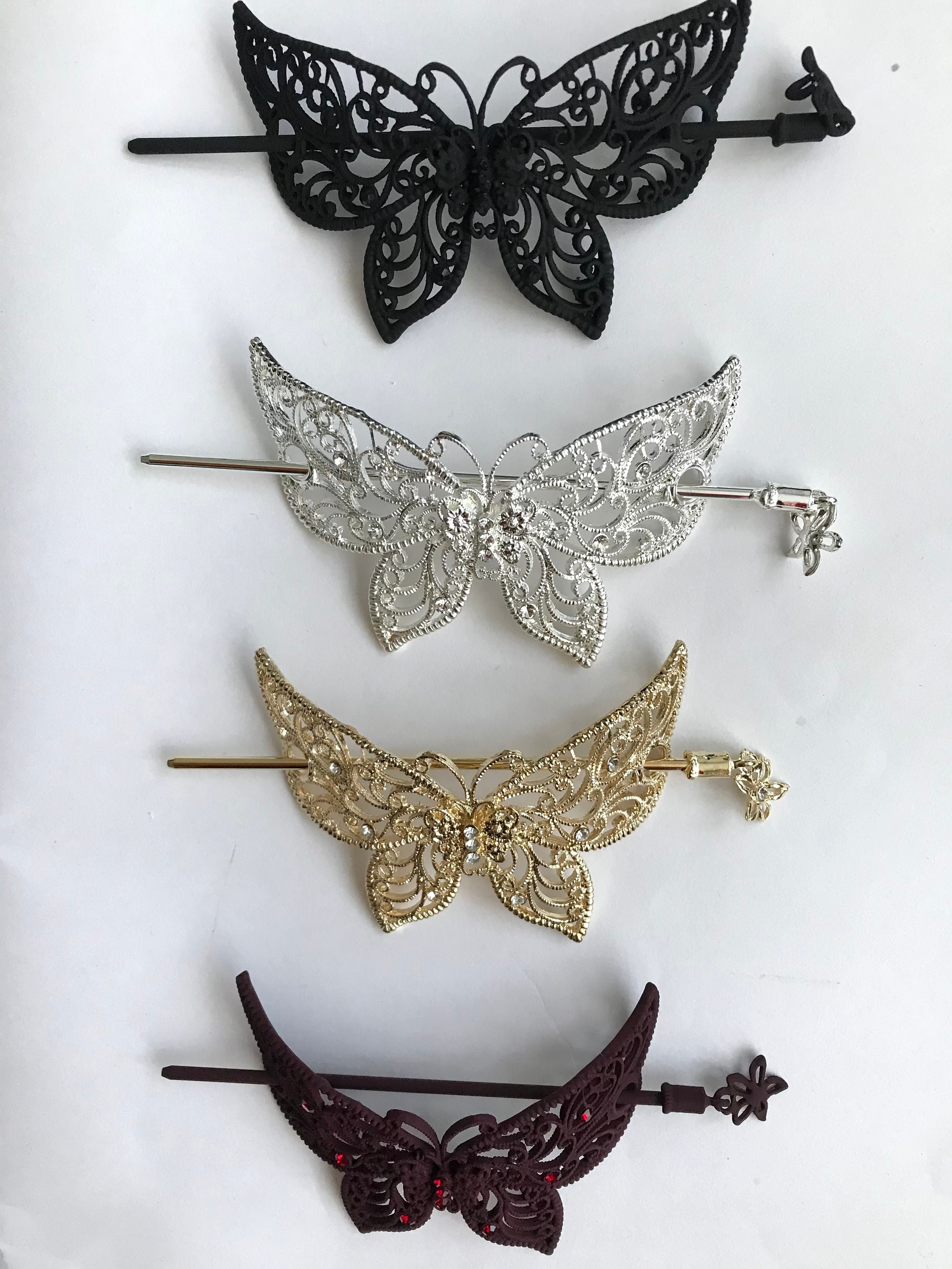 Vintage Silver Butterfly Barrette - Etsy display picture 2