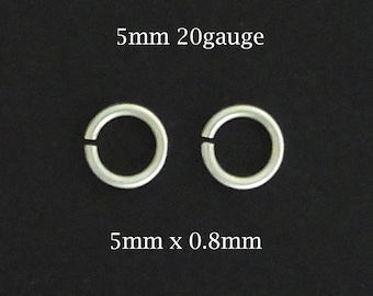 Sterling silver Jump Rings 5mm 20ga bulk , 30 100 200 pieces 25%OFF,  Solid Silver open jumpring , silver jump rings connector