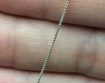 Sterling Silver tiny box chain bulk , 1 3 5 10 15 20 50 100 Feet  30%discount , solid silver tiny box chain 0,65mm  , Unfinished Box Chain