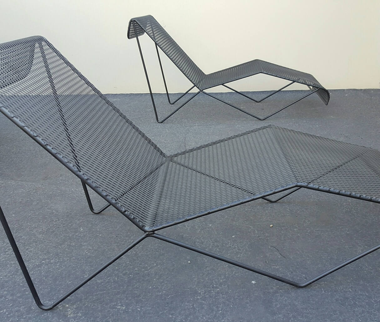 Milo Baughman Wrought Iron Mesh Lounges 2 Piece Set Milo Etsy