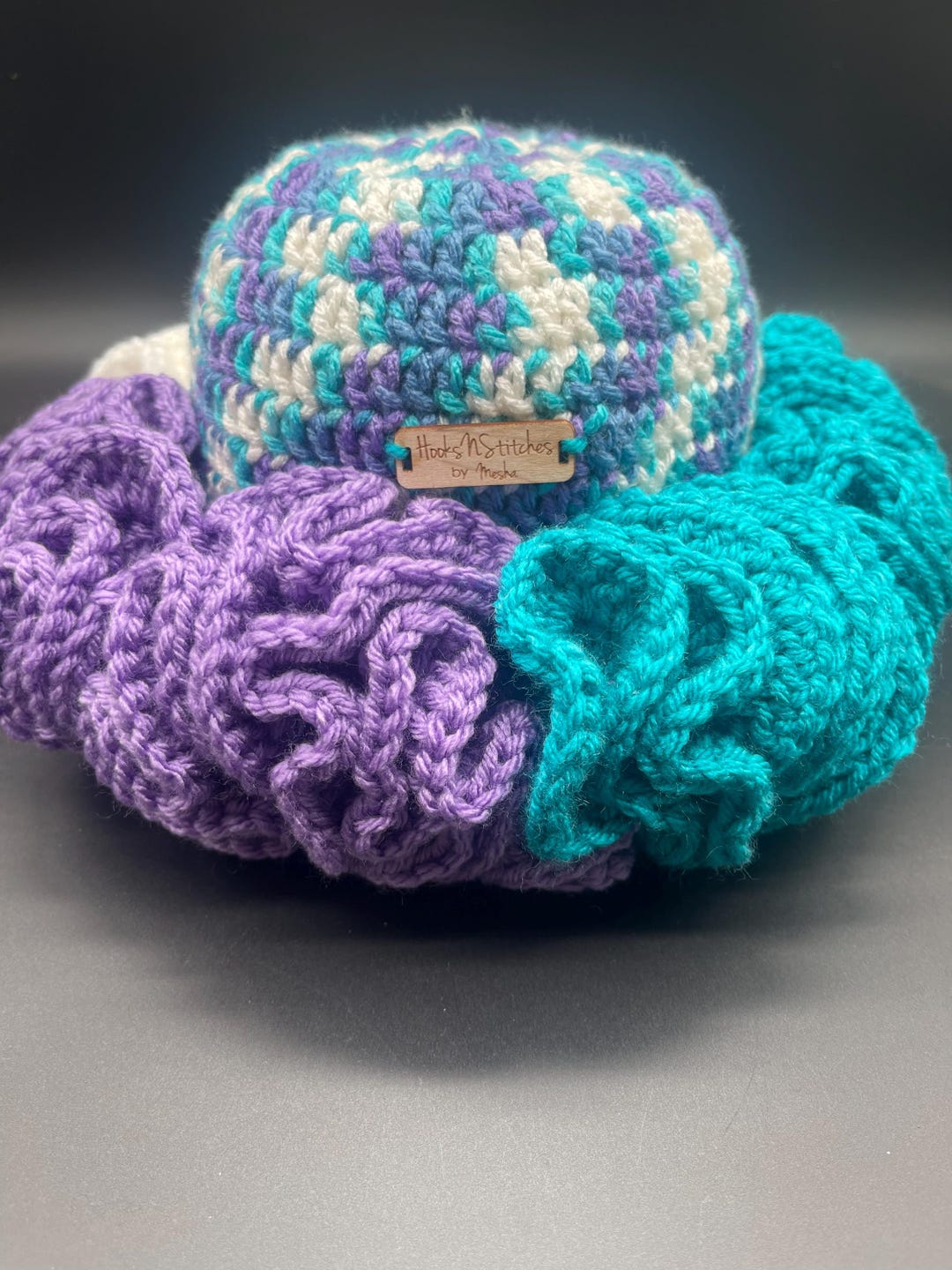 Voluminous Tri-color Crochet Ruffle Beanie - Etsy