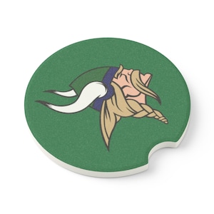 Green/Navy Vikings Soapstone Car Coaster
