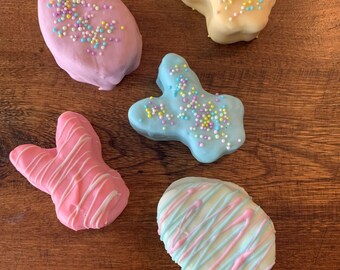 Easter Rice Krispy Treats - Easter  Chocolate Dipped Treat - Chocolate Dipped Bunny Rice Krispy Treat - Easter Egg Rice Krispy - 1 dozen