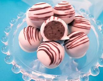 White Chocolate Dipped Chocolate Chip Cookie Ball Truffles – Chocolate Chip Cookie Bites - Chocolate Chip Cookie Balls - 1 Dozen