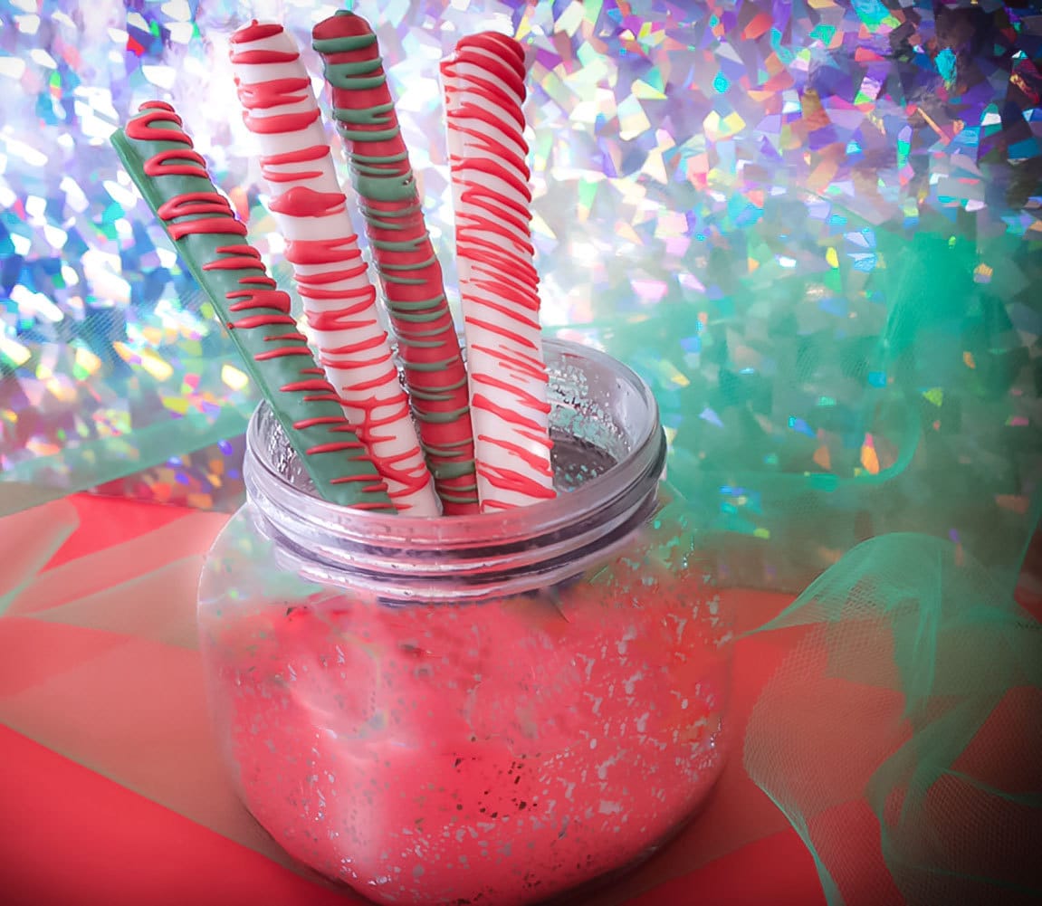 Chocolate Covered Christmas Pretzel Rods – 1 Dozen