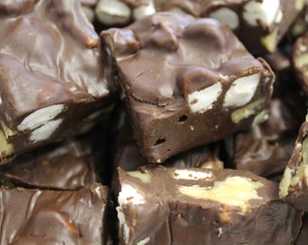 World Famous Rocky Road Fudge, Gourmet Chocolate Marshmallow Fudge, Custom Desserts, Fudge by the Pound