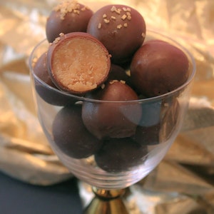 Buckeye Peanut Butter Candy, Chocolate Dipped Peanut Butter Balls, Gourmet Chocolate Candy image 1