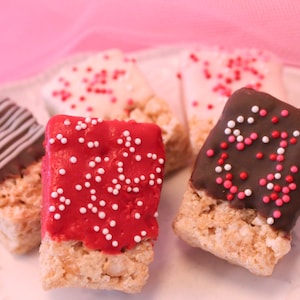 Valentine Chocolate Covered Mini Rice Krispie Treats – 2 Dozen