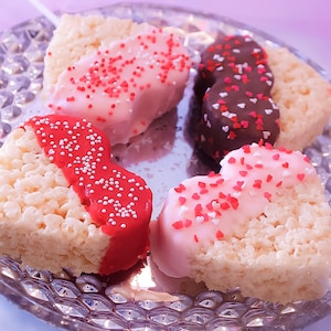 Heart Rice Krispy Treat Pop - Valentine Chocolate Dipped Treat - Chocolate Dipped Heart Rice Krispy Treat - 1 dozen