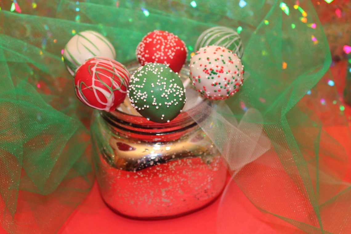 Chocolate Covered Christmas Cake Pops Assorted Flavors 1 Etsy